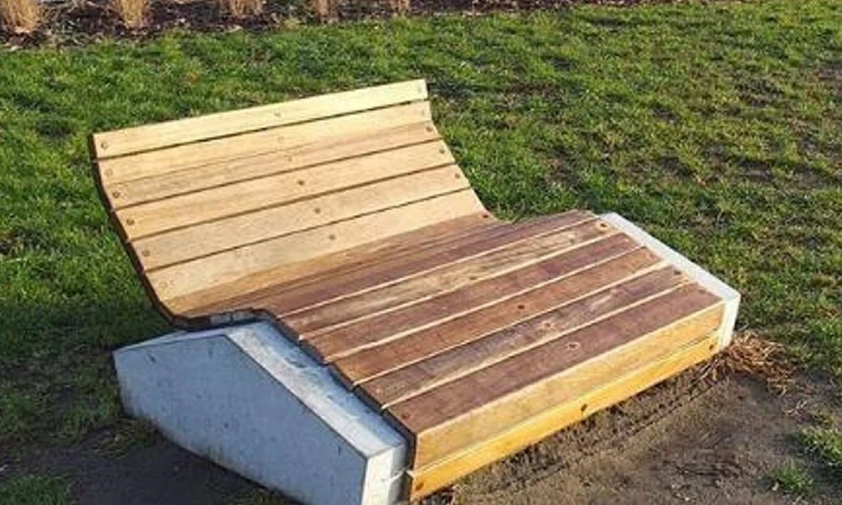 Casa Padrino tumbona de parque - Tumbona de jard¨ªn natural / gris 120 cm - Muebles de parque y exterior