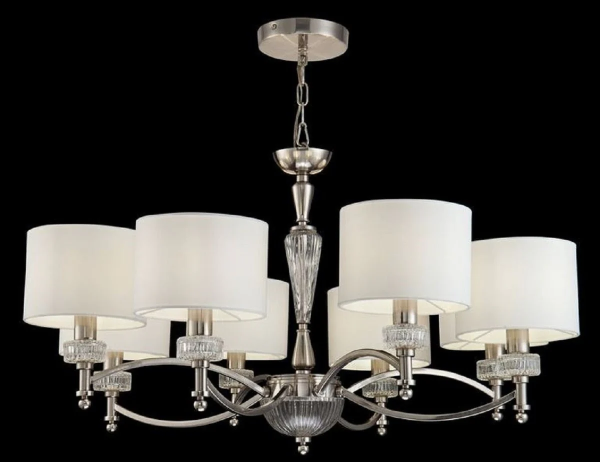 Casa Padrino Araña Plata / Blanco Ø 82 x H. 46 cm - Magnífica Araña Neoclásica