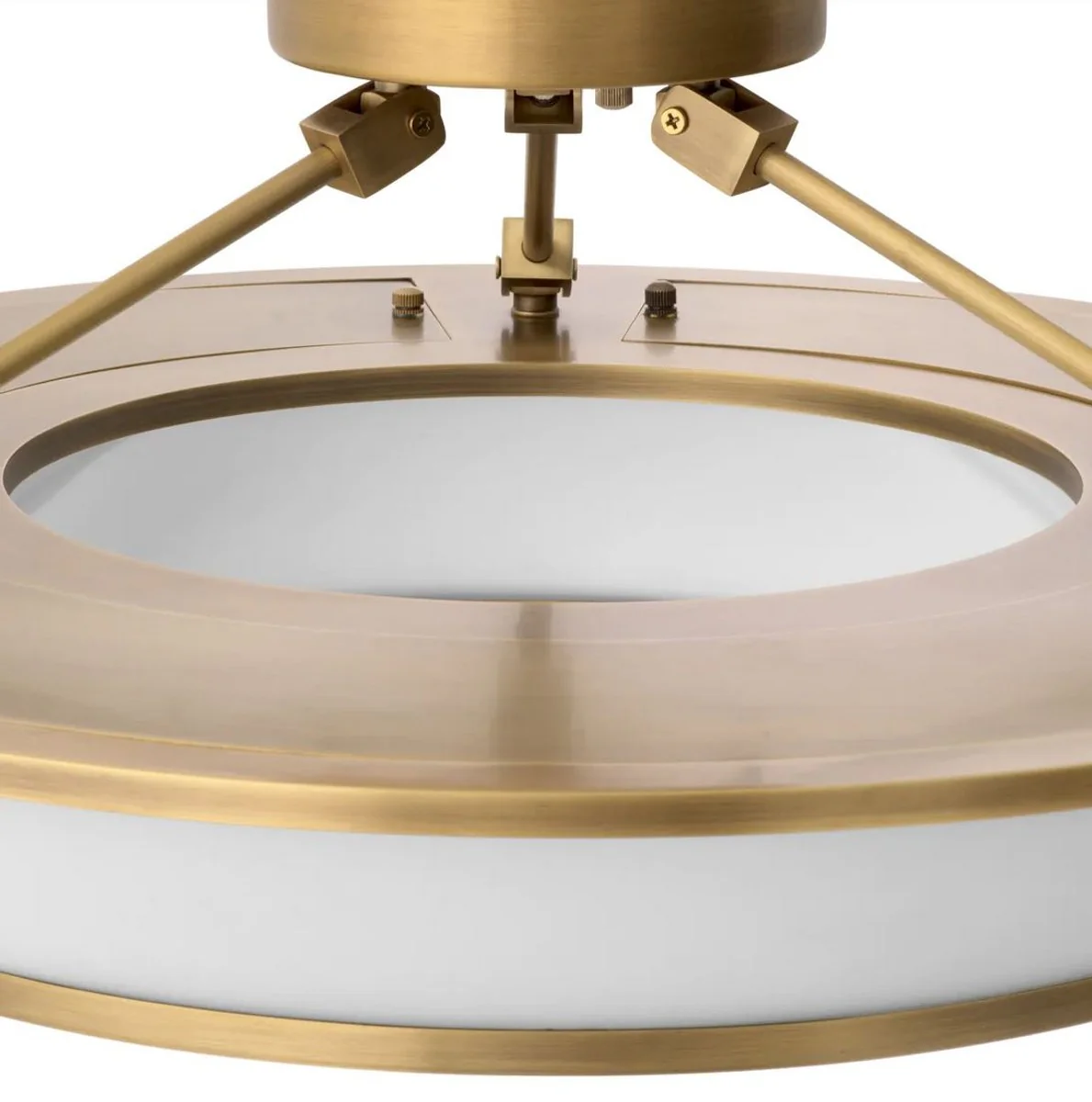 Casa Padrino lámpara de techo de lujo latón antiguo / blanco Ø 61 x A. 21,5 cm - Lámpara de techo redonda con pantallas de vidrio - Calidad de lujo