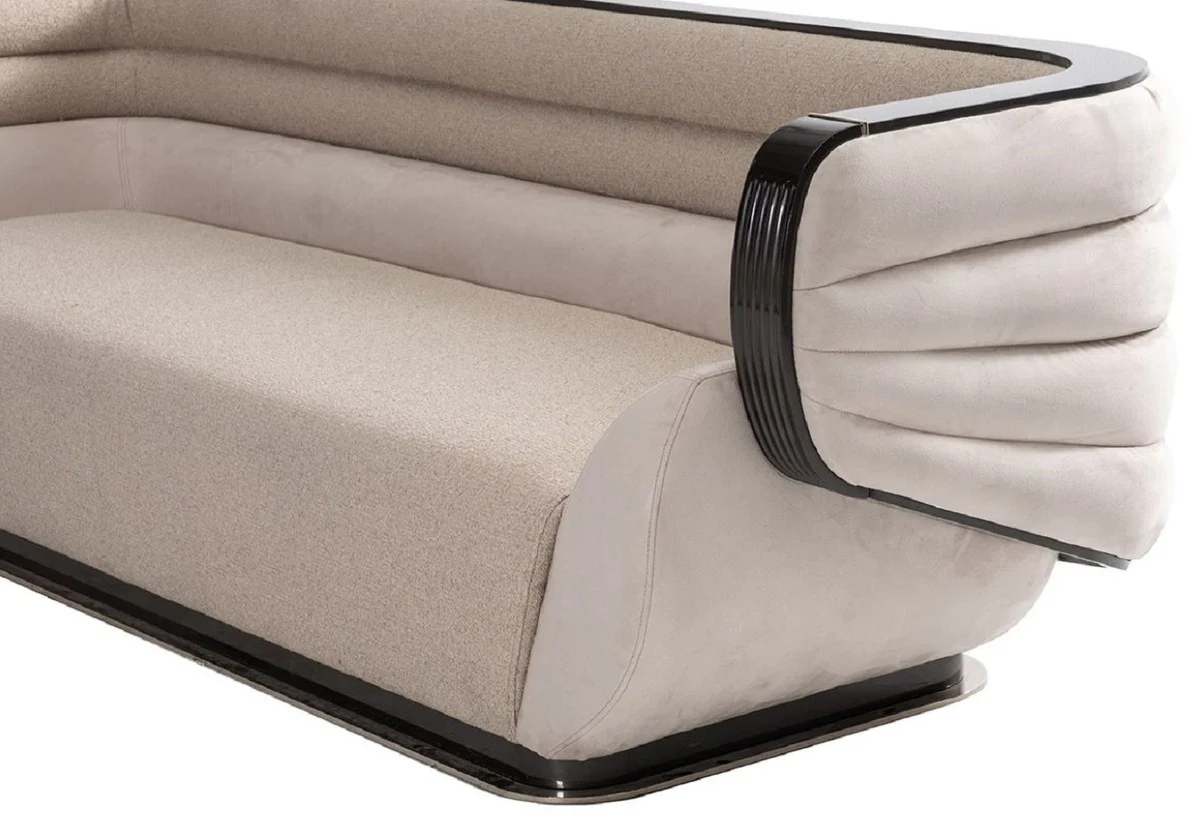 Casa Padrino sof¨¢ de lujo crema / gris / negro / oro 275 x 95 x A. 80 cm - Sof¨¢ de sal¨®n - Sof¨¢ de hotel - Muebles de sal¨®n - Muebles de hotel - Muebles de lujo - Interiores de lujo