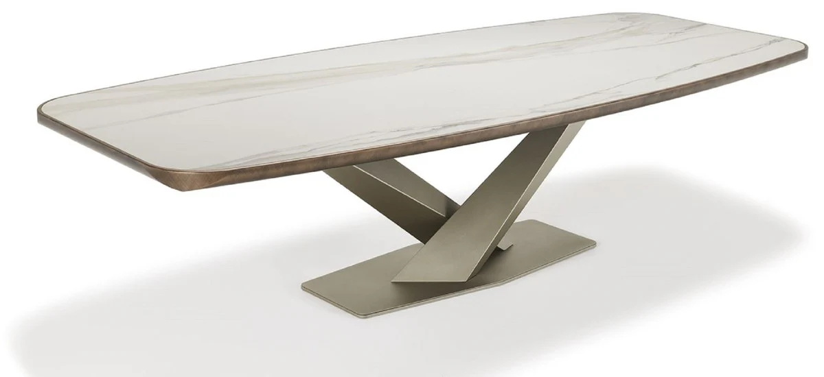 Casa Padrino mesa de comedor de lujo multicolor / titanio 300 x 128 x A. 73 cm - Mesa de comedor con tablero de cer¨¢mica - Muebles de comedor modernos - Calidad de lujo - Hecho en Italia