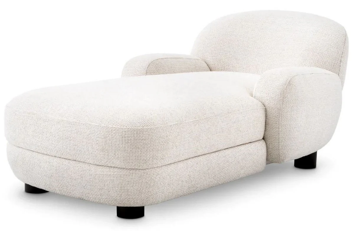 Casa Padrino Chaise Longue de Lujo Blanco / Negro 95 x 170 x A. 69 cm - Sal¨®n Reclinable - Recamier - Muebles de Sal¨®n - Muebles de Lujo - Calidad de Lujo