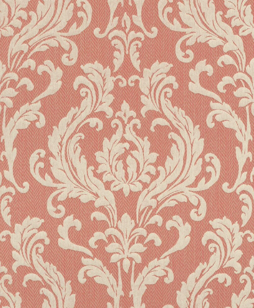 Casa Padrino papel pintado no tejido barroco rosa / beige - Papel pintado de salón de estilo barroco con patrón elegante - Decoración de pared en estilo barroco