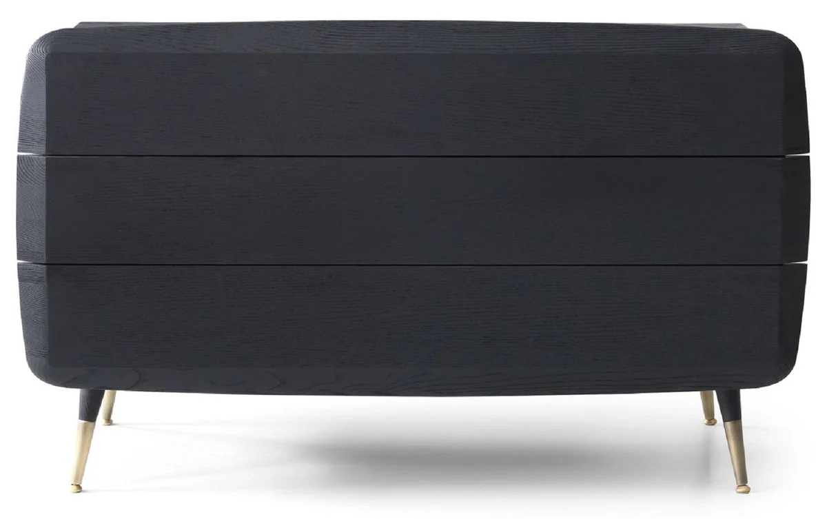 Casa Padrino cómoda de madera maciza de lujo con 3 cajones negro / latón antiguo 123 x 55 x A. 78 cm - Cómoda de dormitorio - Muebles de dormitorio - Muebles de lujo - Interiores de lujo