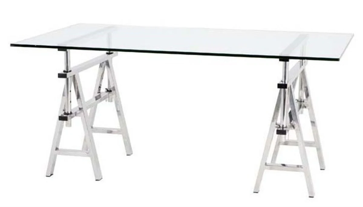 Casa Padrino luxury desk / secretary glass / silver Architect Art Deco