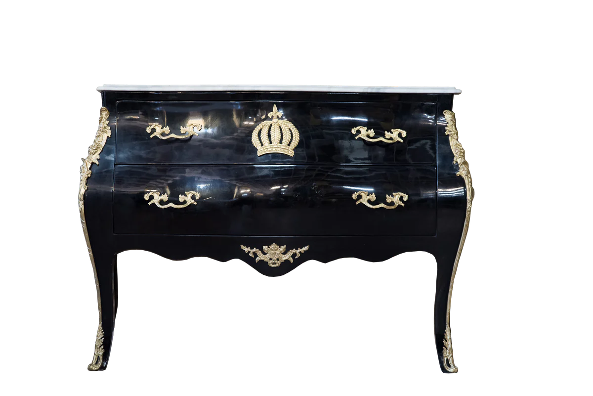 Pomp??s by Casa Padrino baroque chest with 2 drawers and marble top black / gold / white - Pomp??s baroque chest of drawers designed by Harald Gl??ckler