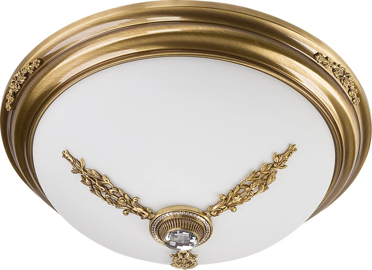 Casa Padrino l¨¢mpara de techo de cristal barroco de lujo lat¨®n con p¨¢tina / blanco ? 47 cm