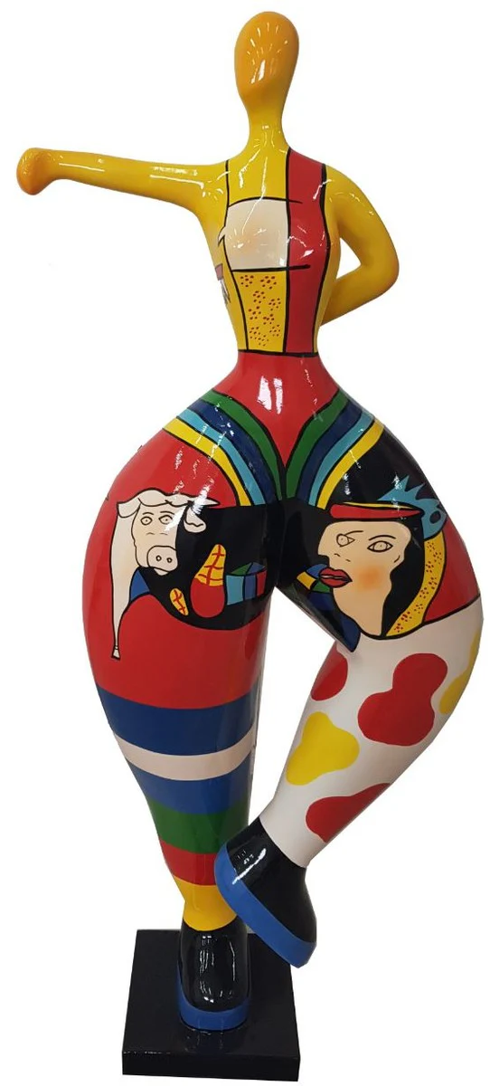 Casa Padrino escultura de diseño mujer haciendo deporte multicolor A. 132 cm - Escultura de Decoración de Jardín - Figura de Jardín de Lujo