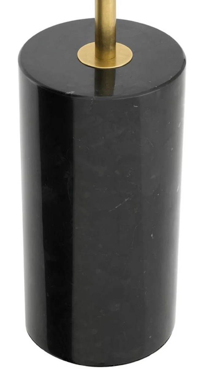 Casa Padrino lámpara halógeno de pie de lujo latón antiguo / negro / blanco Ø 44 x H. 190 cm - Lámpara de Bajo Consumo con Base de Mármol Noble