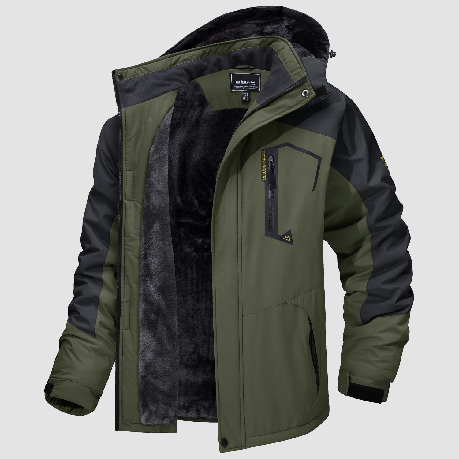 Men's Winter Jacket Water Repellent Ski Snow Jacket Warm Fleece Coat Parka Raincoats With Multi-Pockets