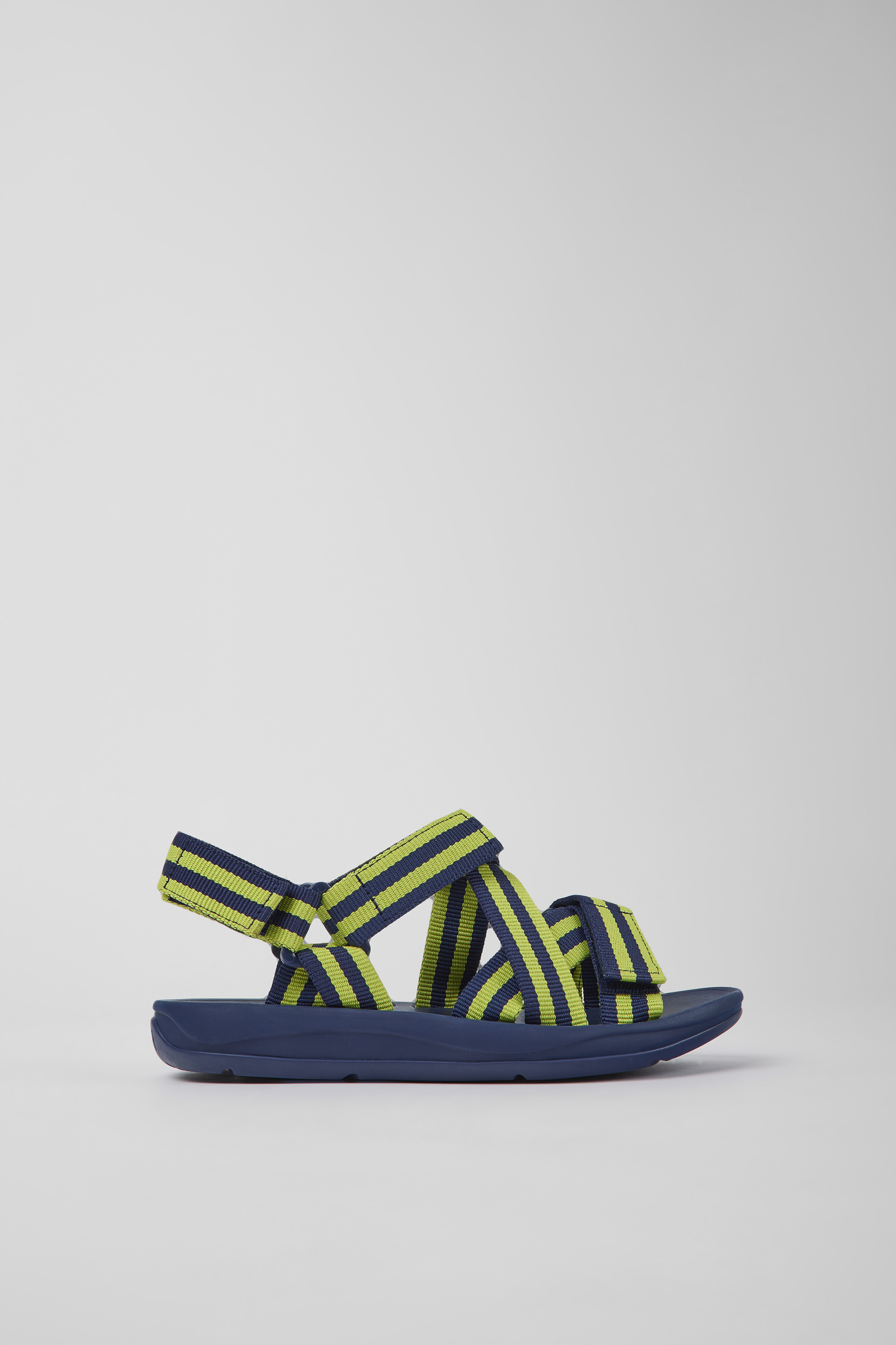Match - Blue and yellow textile sandals for women
