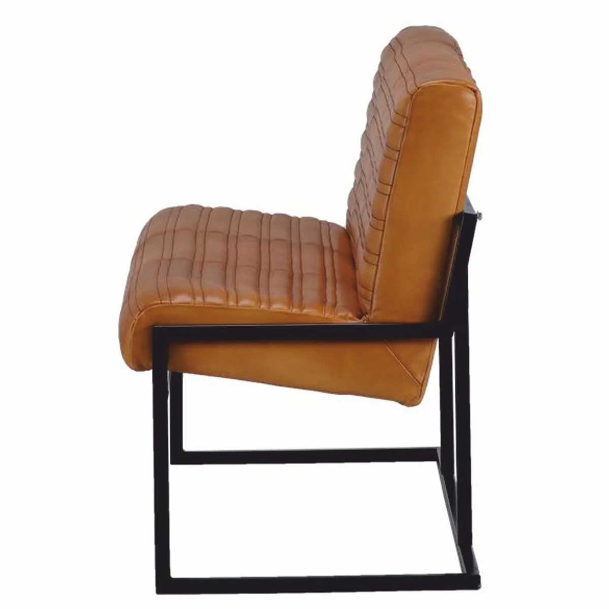 Casa Padrino banco de lujo de cuero genuino marr¨®n claro / negro 200 cm - Muebles de cuero genuino