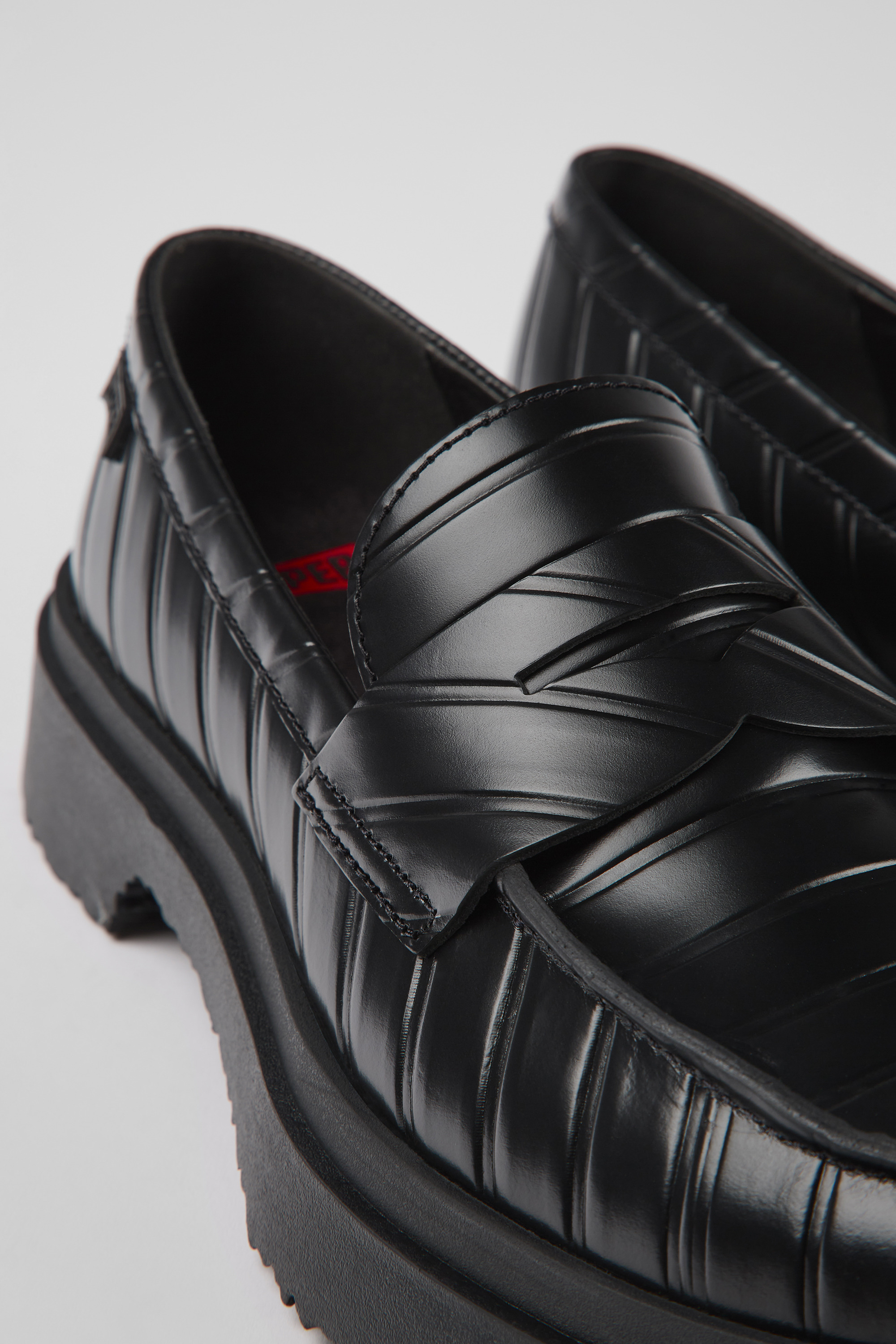 Twins - Black leather loafers for women