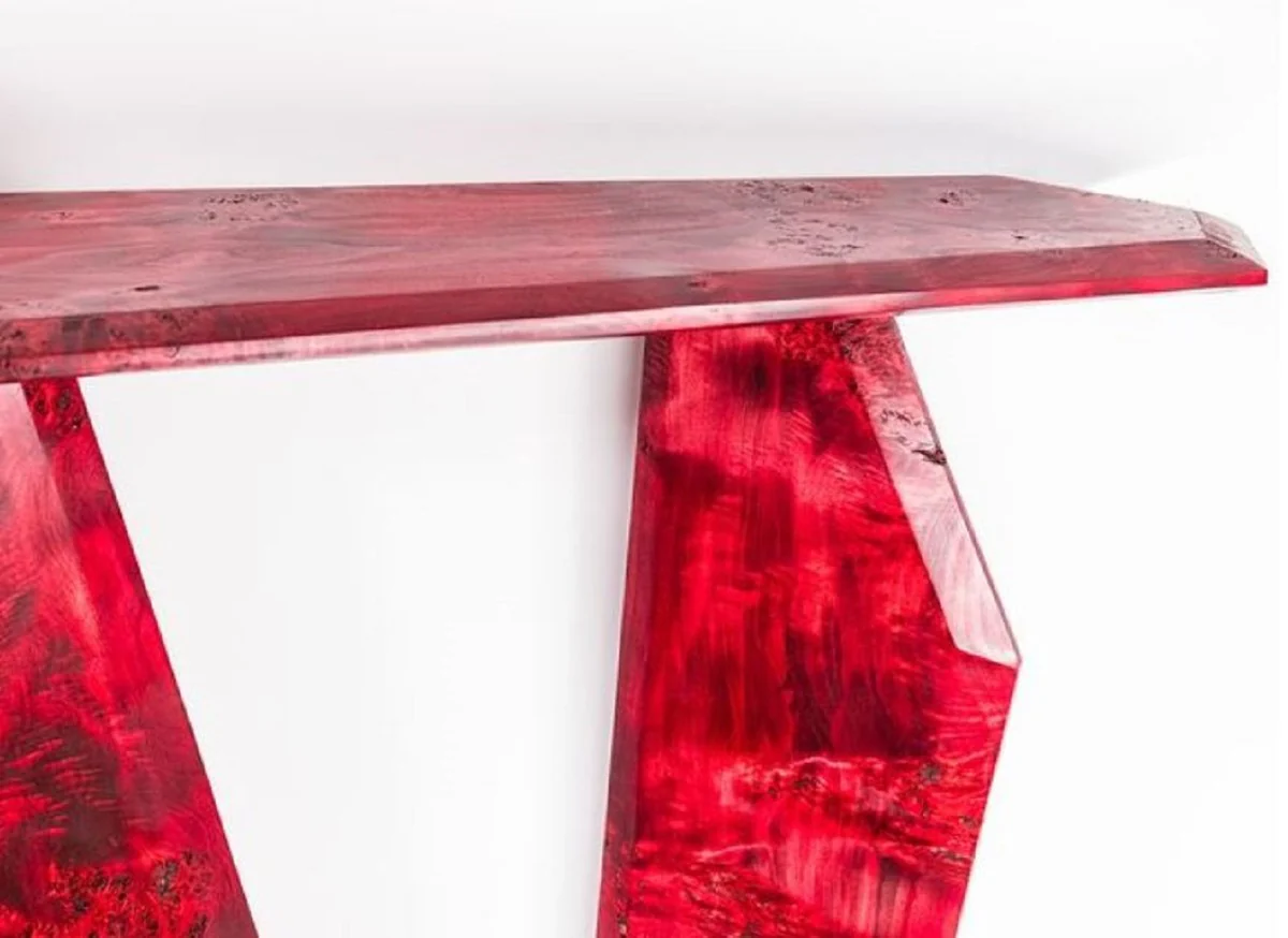 Casa Padrino consola de lujo rojo 154 x 40 x A. 80 cm - Mesa consola de madera con vetas - Muebles de sal¨®n - Muebles de lujo - Interiores de lujo