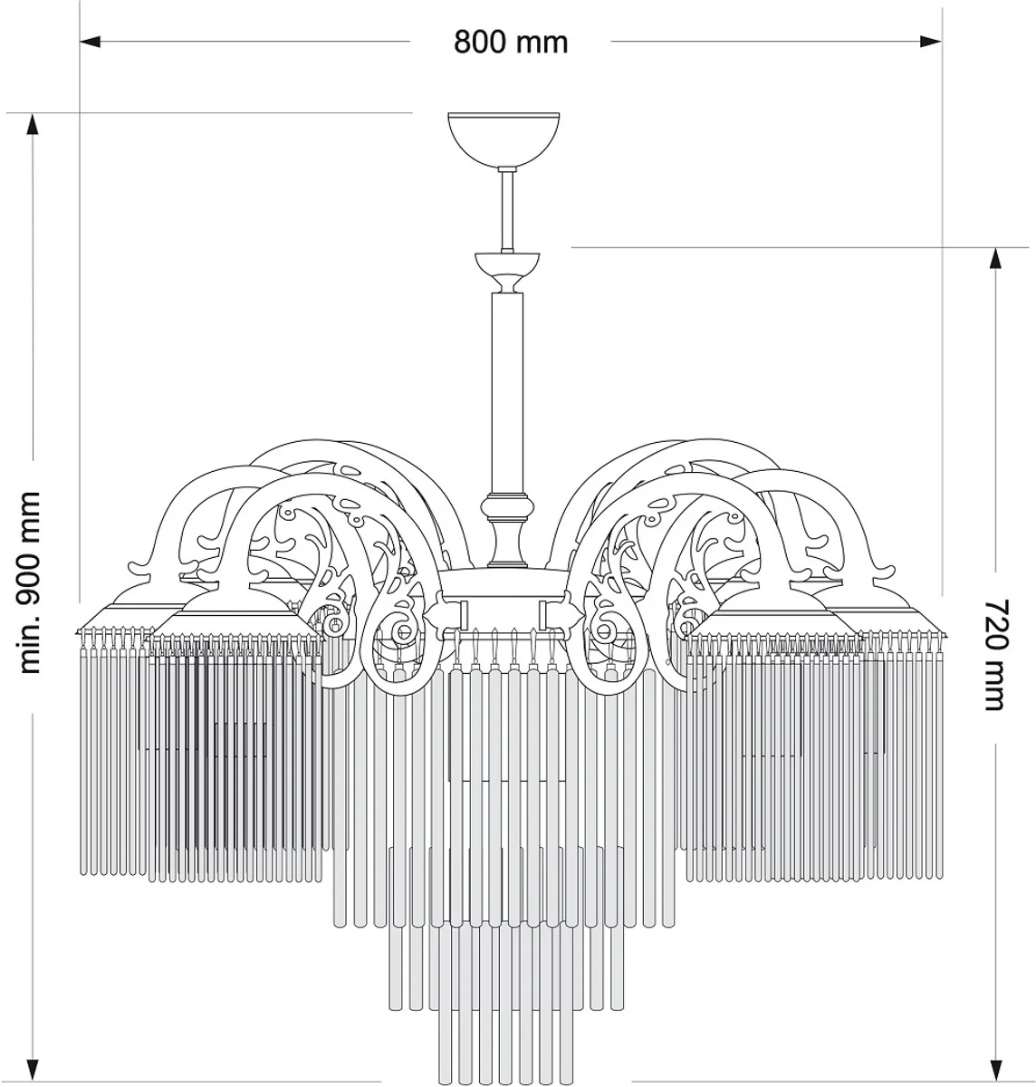 Casa Padrino ara?a de luces de cristal barroco de lujo lat¨®n con p¨¢tina ? 80 x A. 90 cm
