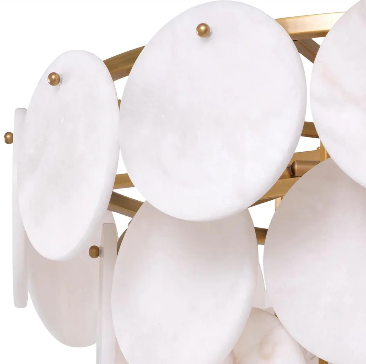 Casa Padrino lámpara de araña de lujo blanco / latón antiguo Ø 66 x A. 56 cm - Lámpara de araña de salón - Lámpara de araña de hotel y de restaurante - Calidad de lujo