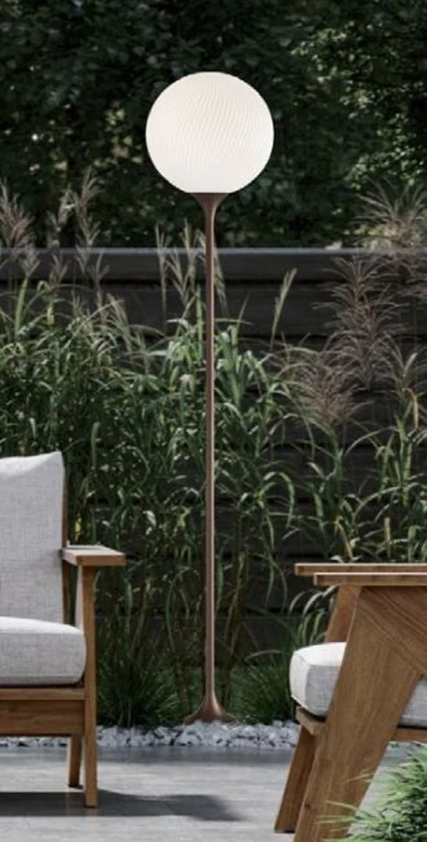 Casa Padrino lámpara de pie de exterior de lujo marrón / blanco Ø 30 x A. 160 cm - Elegante linterna de jardín - Iluminación de jardín - Iluminación exterior - Calidad de lujo - Hecho en Italia