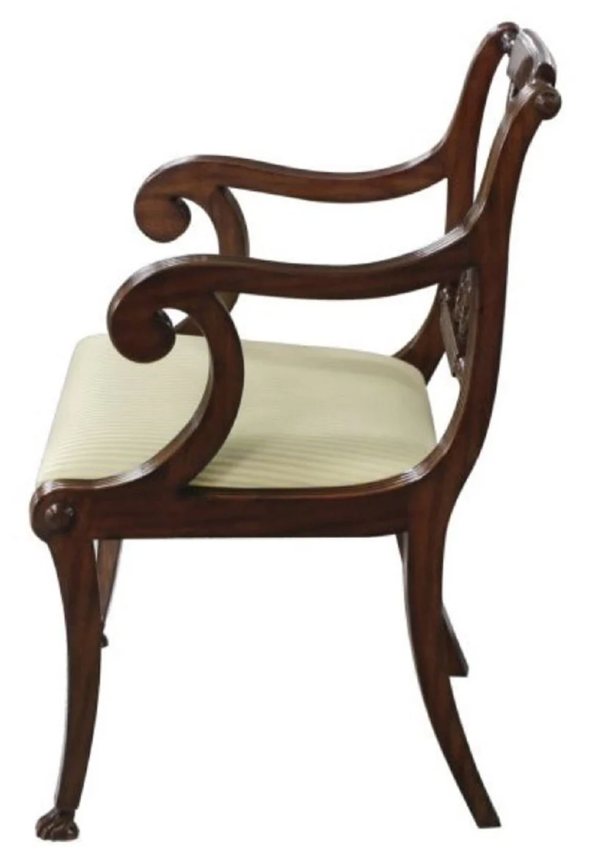 Casa Padrino silla de comedor barroco de lujo con reposabrazos marrón / oro 59 x 59 x H. 88 cm - Muebles de Comedor