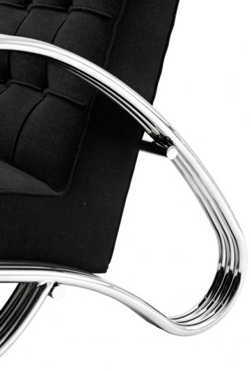 Casa Padrino Art Deco chair chrome / black Mod4 - club chairs - Lounge chairs, lounge chairs