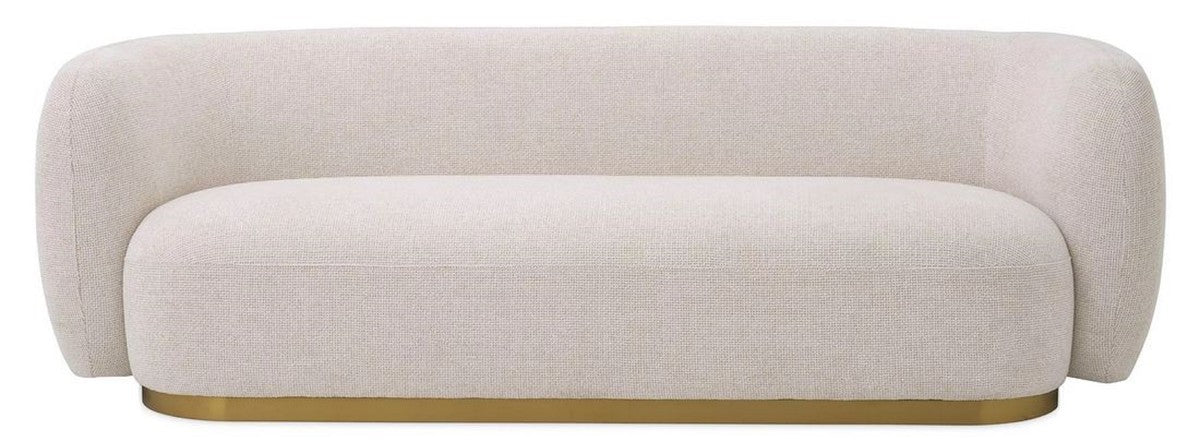 Casa Padrino sof¨¢ de lujo crema / lat¨®n 223 x 96 x A. 71 cm - Sof¨¢ de sal¨®n - Sof¨¢ de hotel - Muebles de sal¨®n - Muebles de hotel - Muebles de lujo - Interiores de lujo - Interiores de sal¨®n
