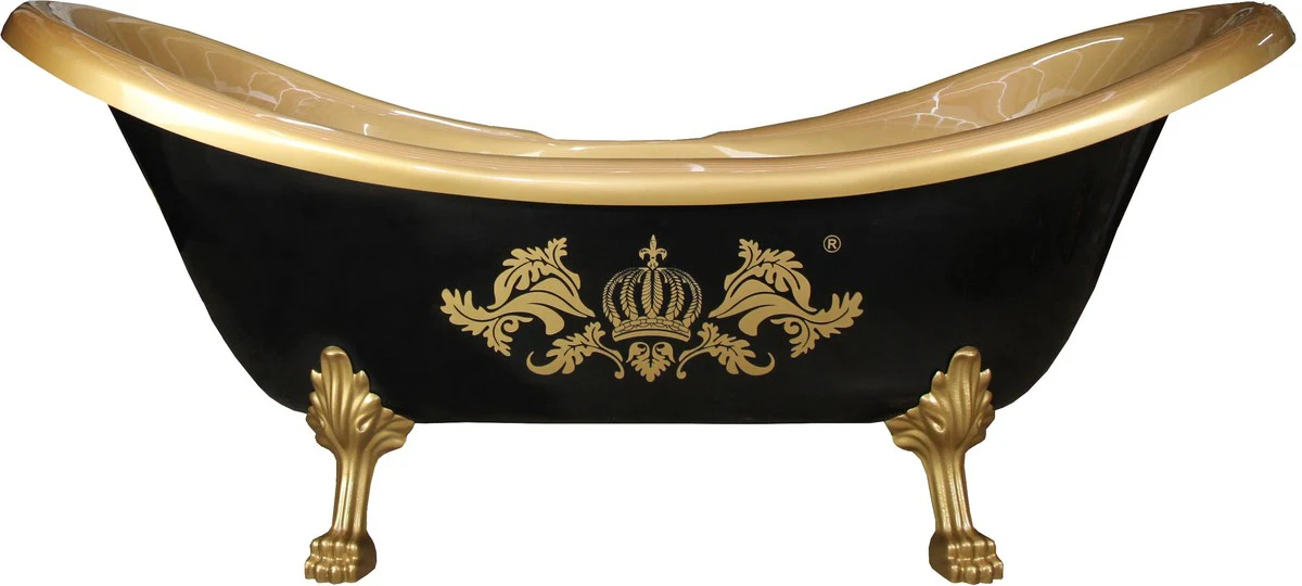 Pomp??s by Casa Padrino Luxury Bathtub Deluxe de Harald Gl??ckler Black / Gold / Gold 2020mm con patas de le¨®n dorado