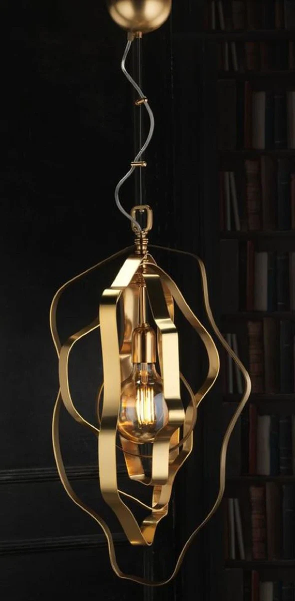 Casa Padrino lámpara colgante de lujo oro 34 x 34 x A. 68 cm - Lámpara colgante regulable en altura de latón - Luces de Lujo - Calidad de Lujo