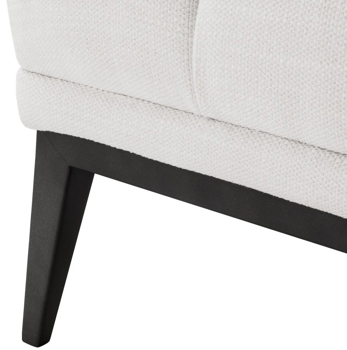 Casa Padrino banco de lujo blanco / negro 124 x 53 x H. 44 cm - Banco Tapizado con Patas de Acero Inoxidable - Muebles de Sala