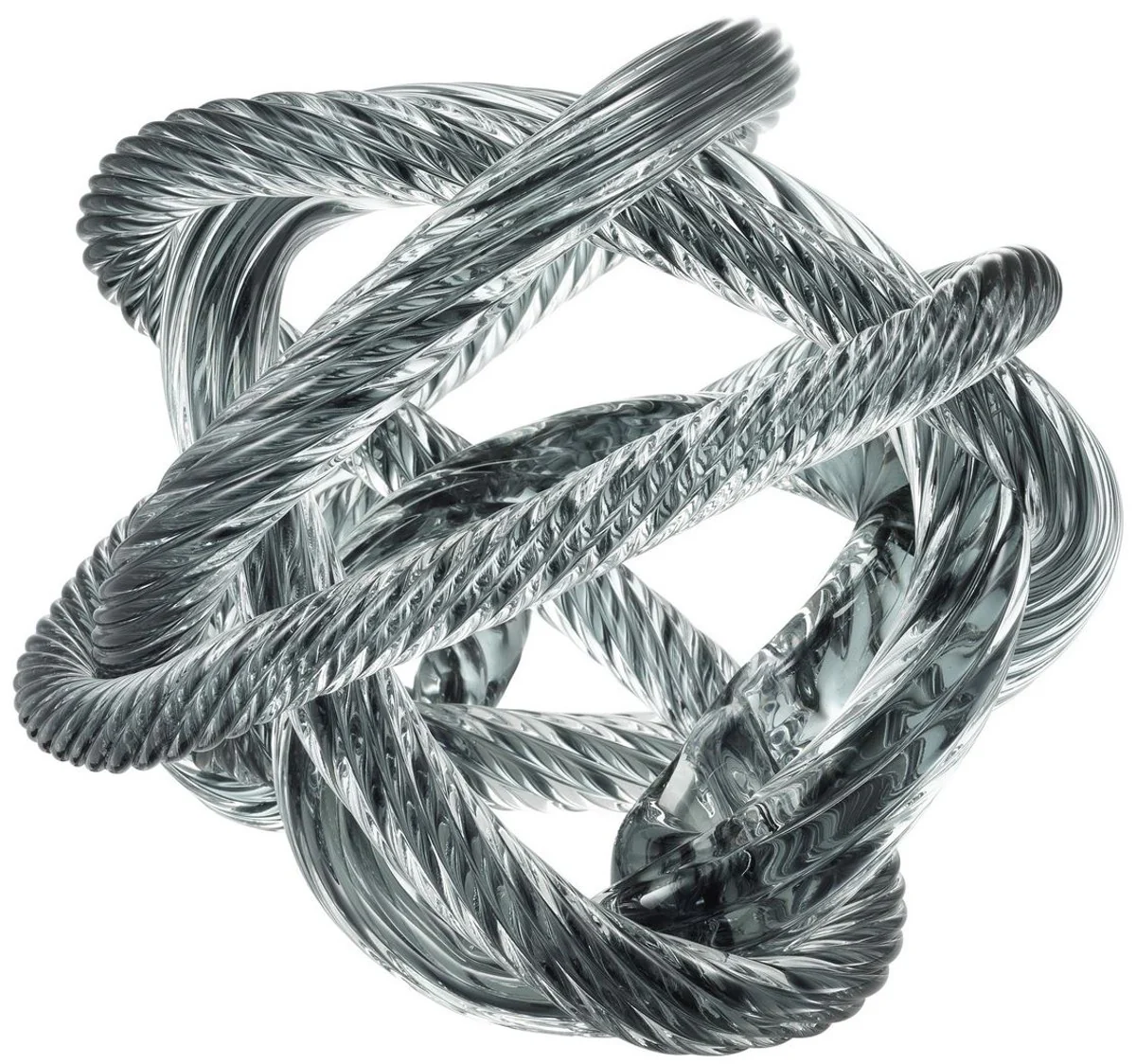 Casa Padrino decoración de escritorio de vidrio de lujo cuerda muelle náutico gris azul 20 x 20 x H. 20 cm - Accesorios de Decoración de Oficina