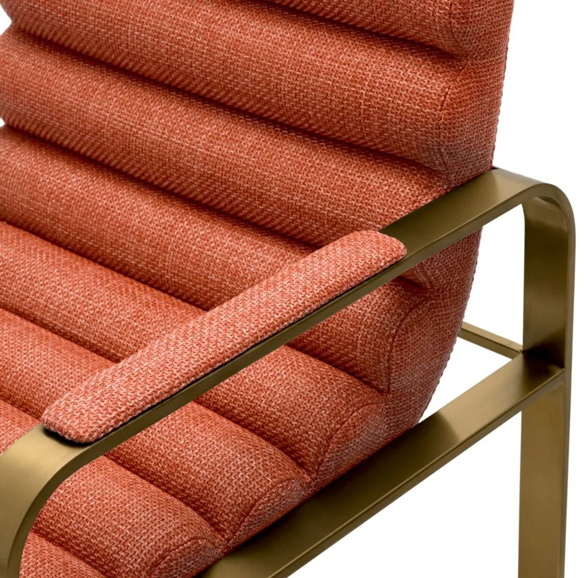 Casa Padrino silla de bar de terciopelo de lujo con reposabrazos naranja / lat¨®n 53,5 x 57,5 ??x A. 107 cm - Taburete de bar tapizado de acero inoxidable - Muebles de bar de lujo - Calidad de lujo