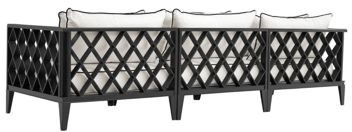 Casa Padrino sof¨¢ de sala de estar de lujo con cojines negro mate / blanco 275,5 x 93 x H. 69 cm - Muebles de Sala