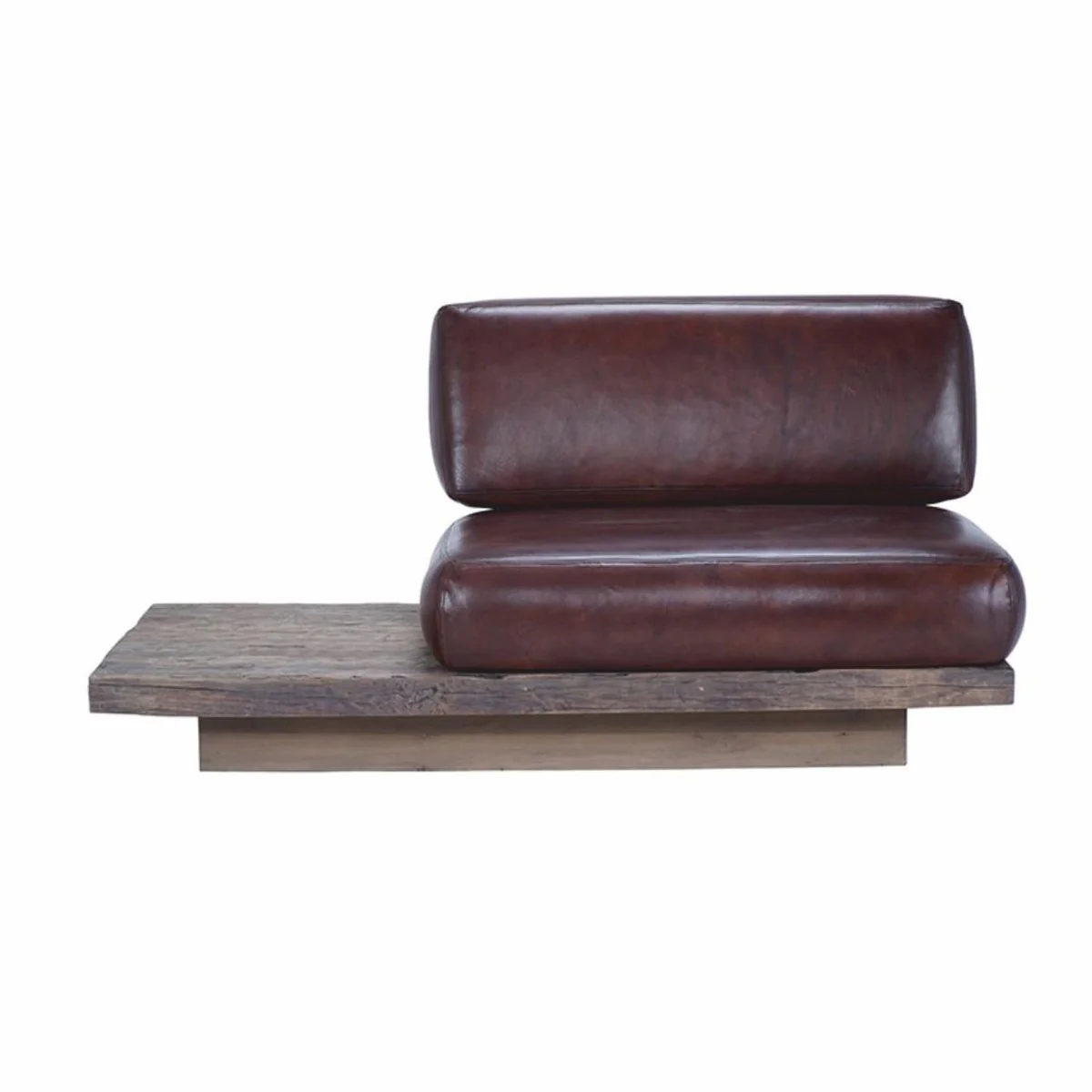 Casa Padrino sill¨®n de lujo de cuero genuino lado derecho marr¨®n oscuro / marr¨®n - Sill¨®n modular de sal¨®n