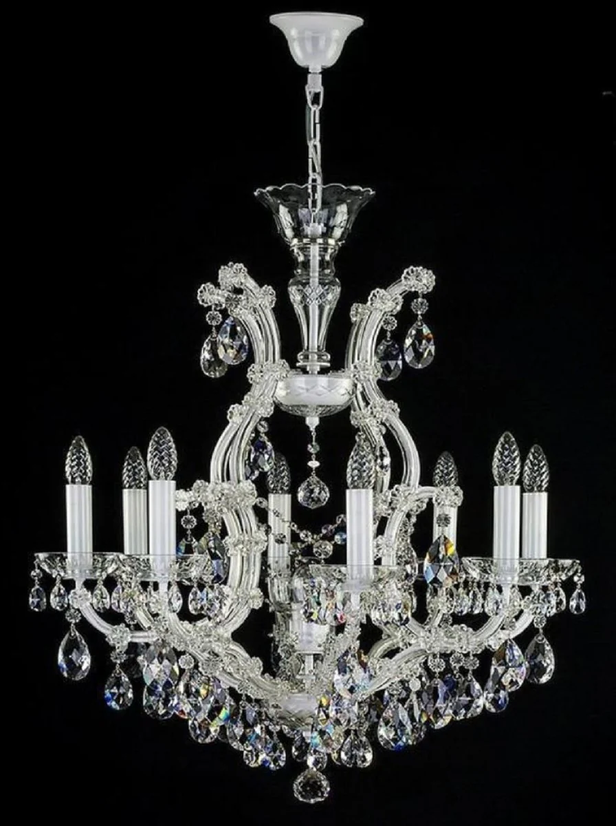 Casa Padrino lámpara de araña barroco de lujo blanco Ø 73 x A. 79 cm - Magnífica araña de luces con cristal de Bohemia - Lámpara de Araña de Hotel y Restaurante