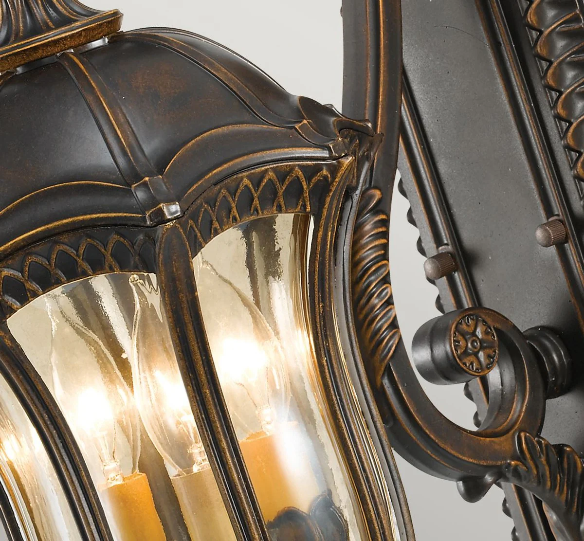 Casa Padrino lámpara de pared de exteriores barroco marrón / bronce / oro 24,1 x 35,6 x A. 57,8 cm - Elegante lámpara de exterior para terraza jardín balcón - Iluminación exterior barroco