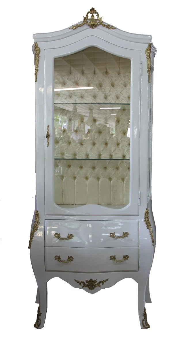 Casa Padrino baroque display case White / Gold - display cabinet - living room cabinet glass cabinet