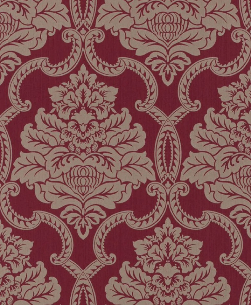 Casa Padrino papel pintado textil barroco rojo 10,05 x 0,53 m - Papel Pintado Barroco - Accesorios Decorativos
