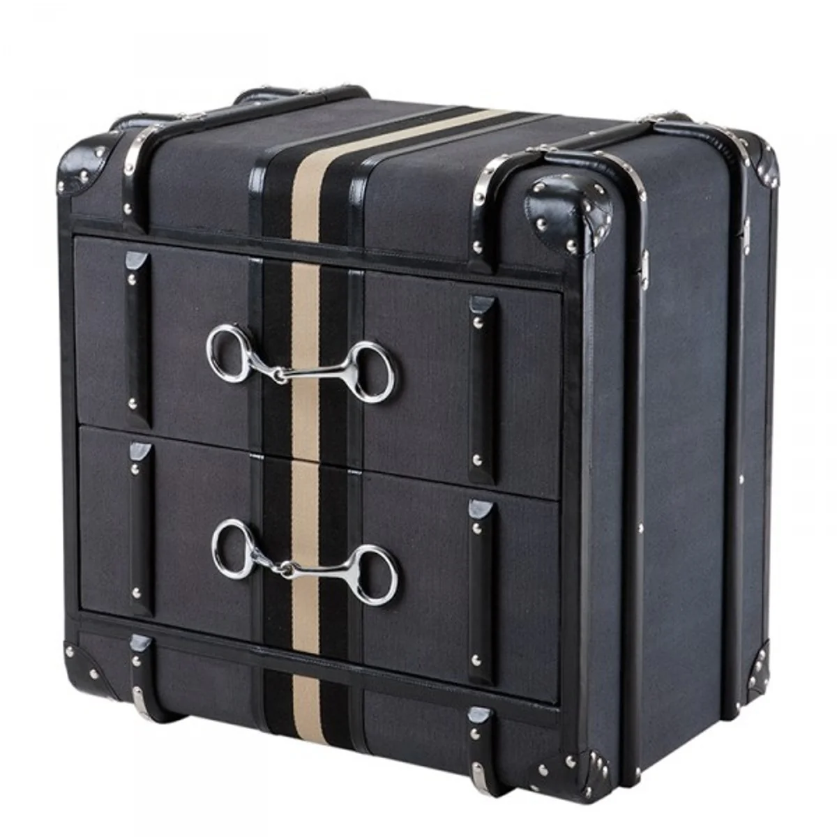 Casa Padrino Luxury Drawer Cabinet in Vintage Suitcase Design Dark Gray Canvas - 2 Drawers - Art Deco Baroque Art Nouveau Wardrobe Closet