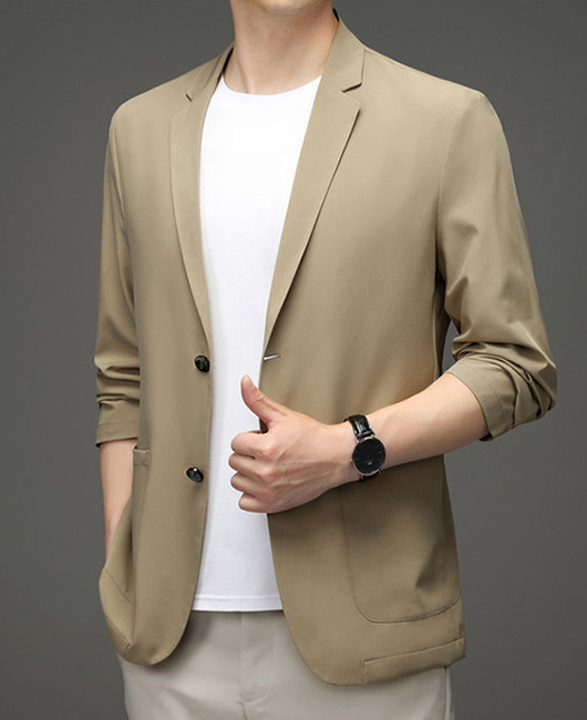 Daily Utility Pocket Notch Lapel Single Breasted Solid Blazer
