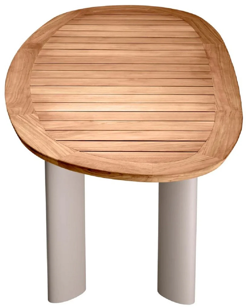 Casa Padrino mesa de jard¨ªn de lujo natural / arena 258,5 x 110 x A. 76 cm - Mesa de comedor de jard¨ªn con tapa de teca y patas de aluminio - Muebles de jard¨ªn y terraza - Calidad de lujo