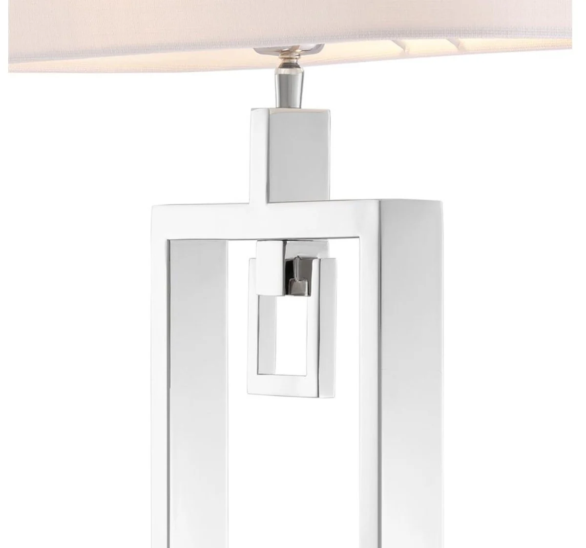 Casa Padrino lámpara de mesa plata / blanco 55 x 25 x H. 88 cm - Lámpara de Mesa de Lujo con Pantalla