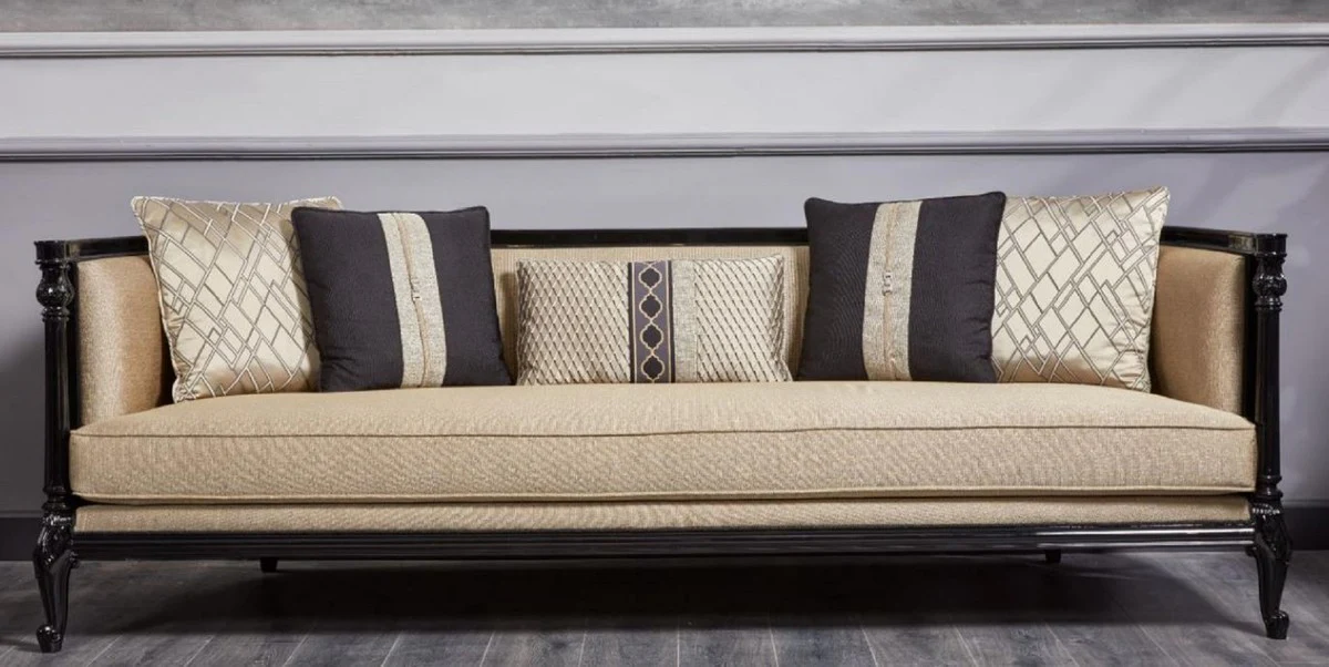 Casa Padrino sof¨¢ barroco de lujo oro / azul / negro - Magn¨ªfico sof¨¢ de sal¨®n - Muebles de sal¨®n estilo barroco - Muebles de lujo estilo barroco - Muebles barrocos - Noble y Magn¨ªfico