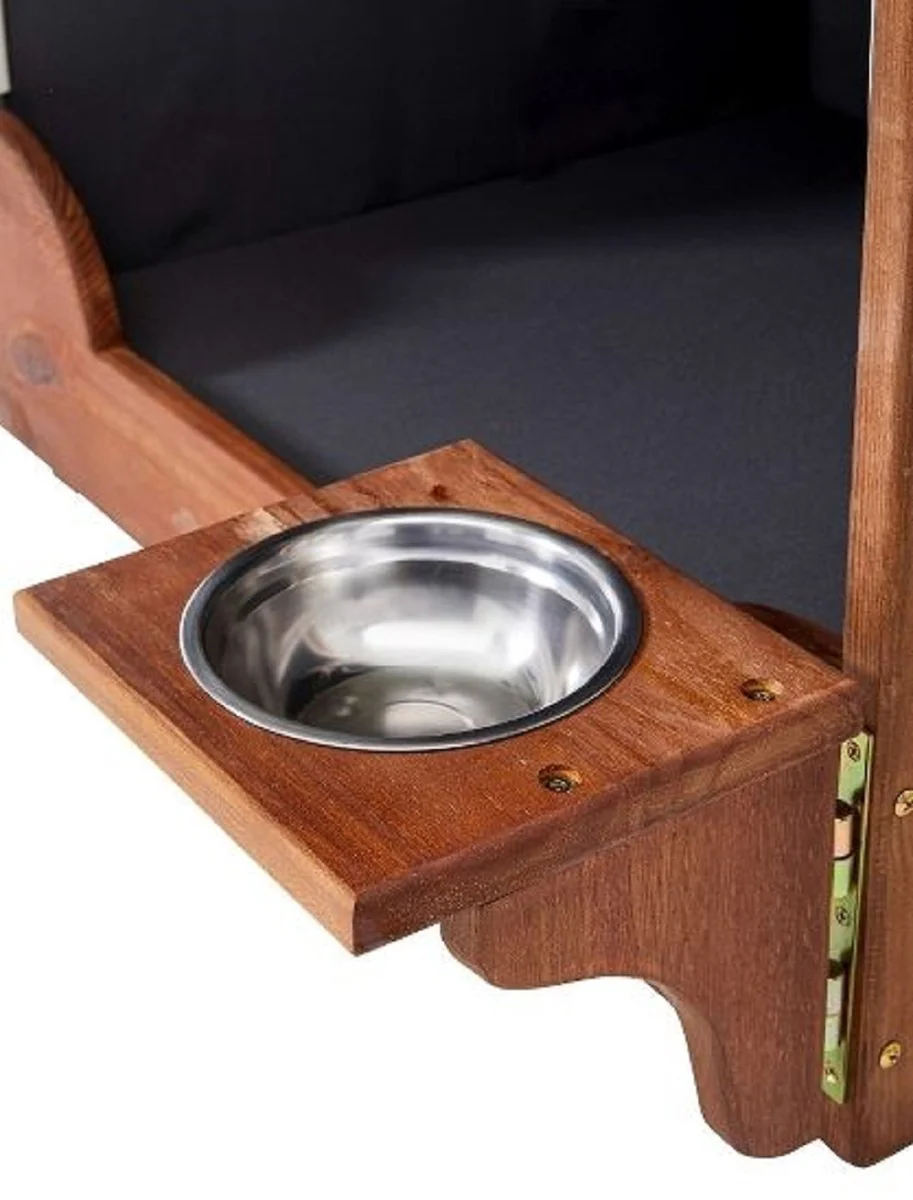 Casa Padrino silla de playa para perros con cuenco de agua marr¨®n / gris / blanco 75 x 65 x A. 87 cm - Muebles para perros - Muebles para animales - Muebles de jard¨ªn - Muebles de exterior