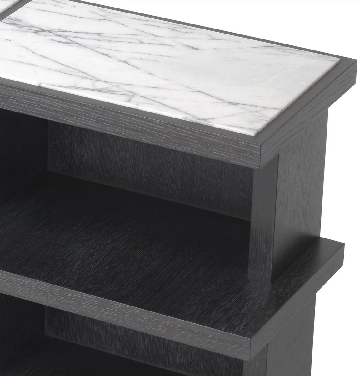 Casa Padrino armario de estanter¨ªa de lujo gris antracita / blanco / lila 160 x 35 x A. 70 cm - Noble armario de madera maciza con 3 estantes y encimeras de m¨¢rmol - Muebles de sal¨®n de lujo