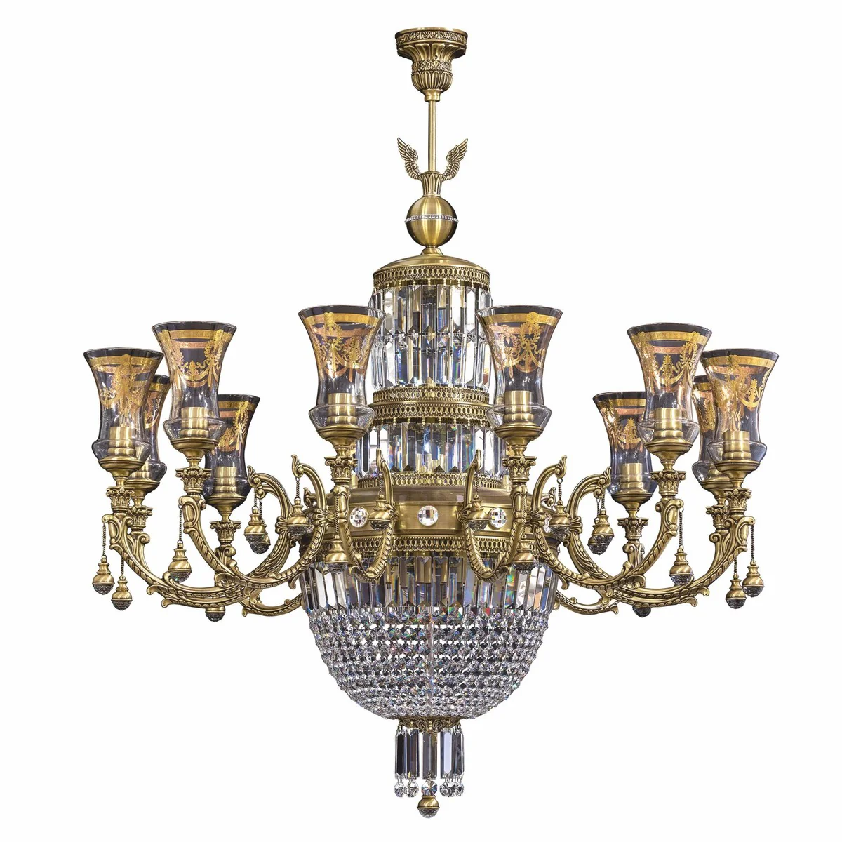 Casa Padrino ara?a de luces de cristal barroco de lujo lat¨®n con p¨¢tina ? 107 x A. 120 cm