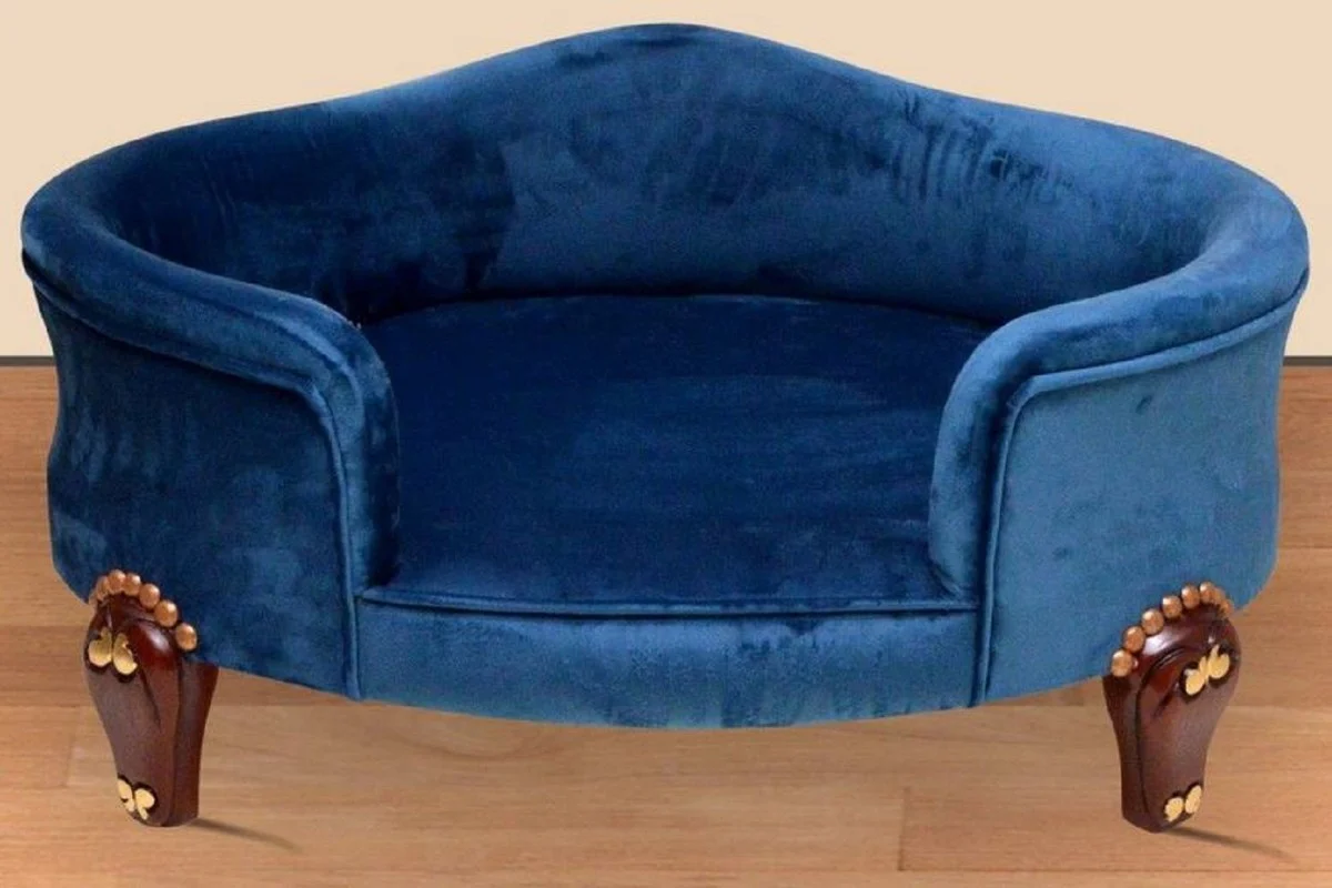 Casa Padrino cama para perros barroco azul real / marrón / oro - Muebles barrocos para perros - Muebles barrocos para mascotas - Muebles para mascotas de estilo barroco