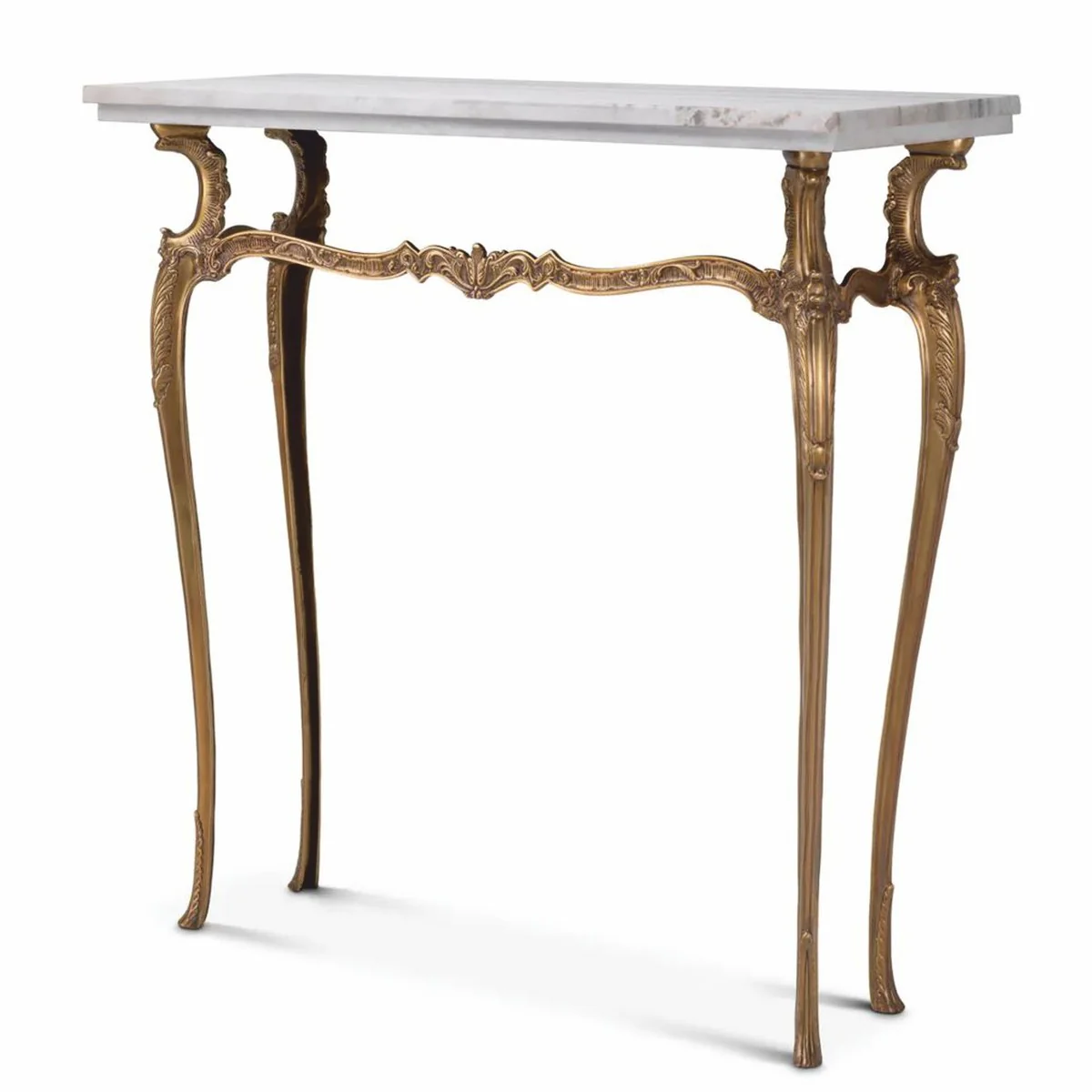 Casa Padrino consola barroco de lujo con tablero de m¨¢rmol lat¨®n vintage / blanco 87,5 cm