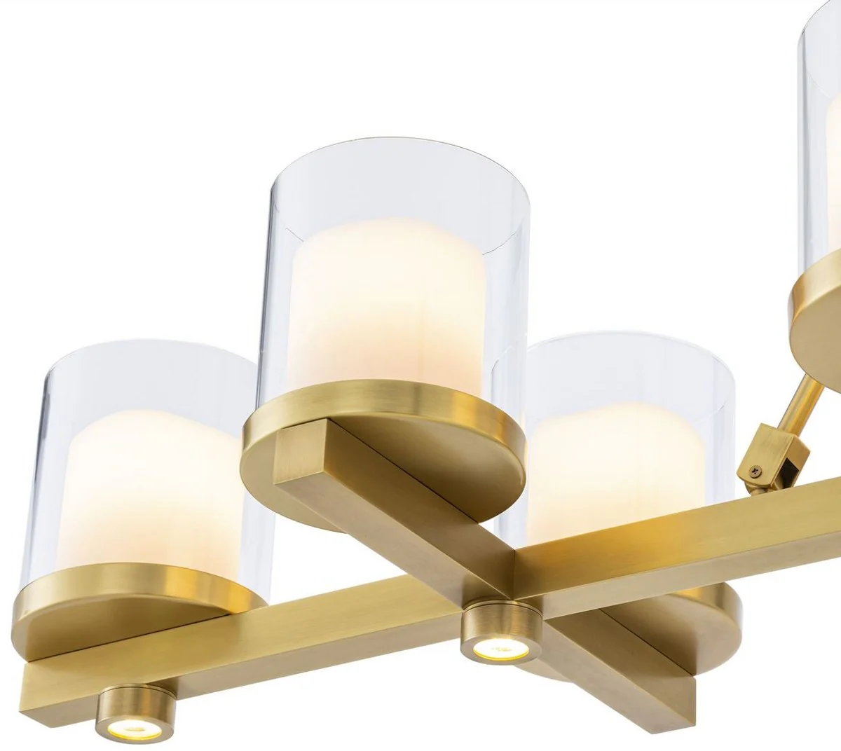 Casa Padrino lámpara de araña LED de lujo latón 155 x 38 x A. 59 cm - Lámpara de araña moderna con pantallas de vidrio - Calidad de Lujo