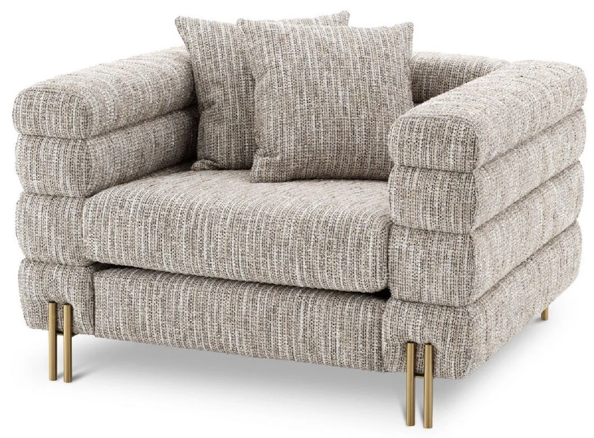 Casa Padrino sill¨®n de lujo con coj¨ªnes beige / lat¨®n 112 x 97 x A. 69 cm - Sill¨®n de Sal¨®n - Sill¨®n de Hotel - Muebles de Lujo