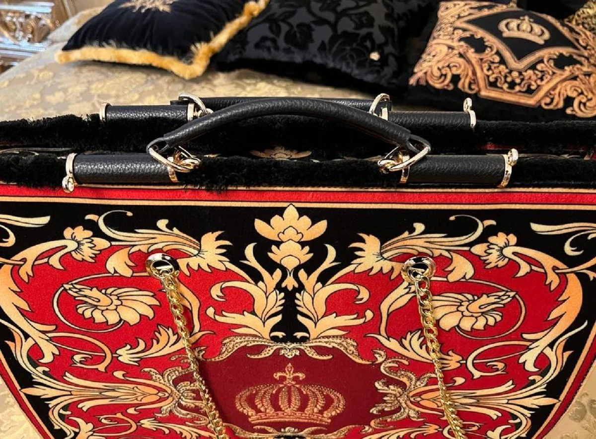 Pomp??s by Casa Padrino Bolso para Mujer de Lujo Corona y Pedrer¨ªa Rojo / Negro / Oro 43 x A. 43 cm - dise?ada por Harald Gl??ckler