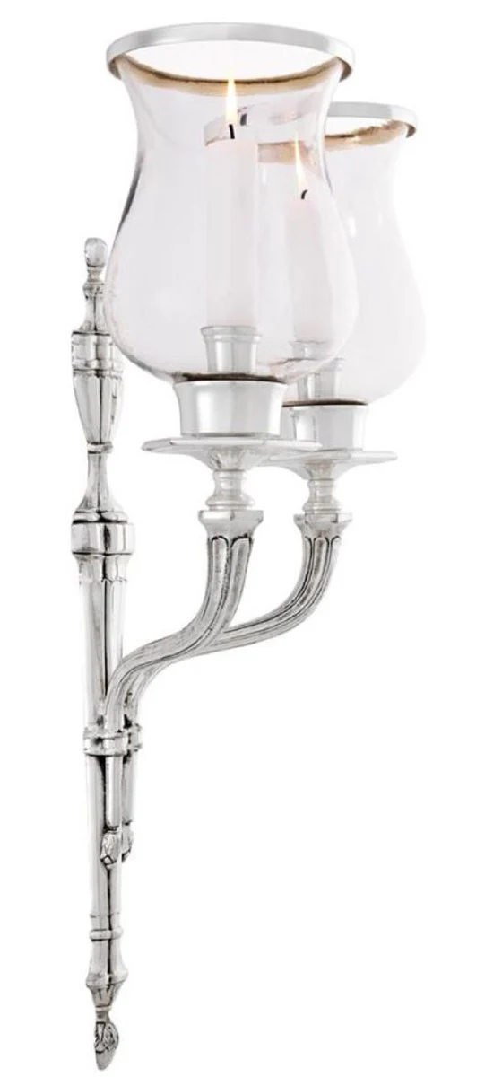 Casa Padrino portavela de pared de lujo plata antigua 33 x 18 x H. 56 cm - Decoración de Pared para Hoteles y Restaurantes