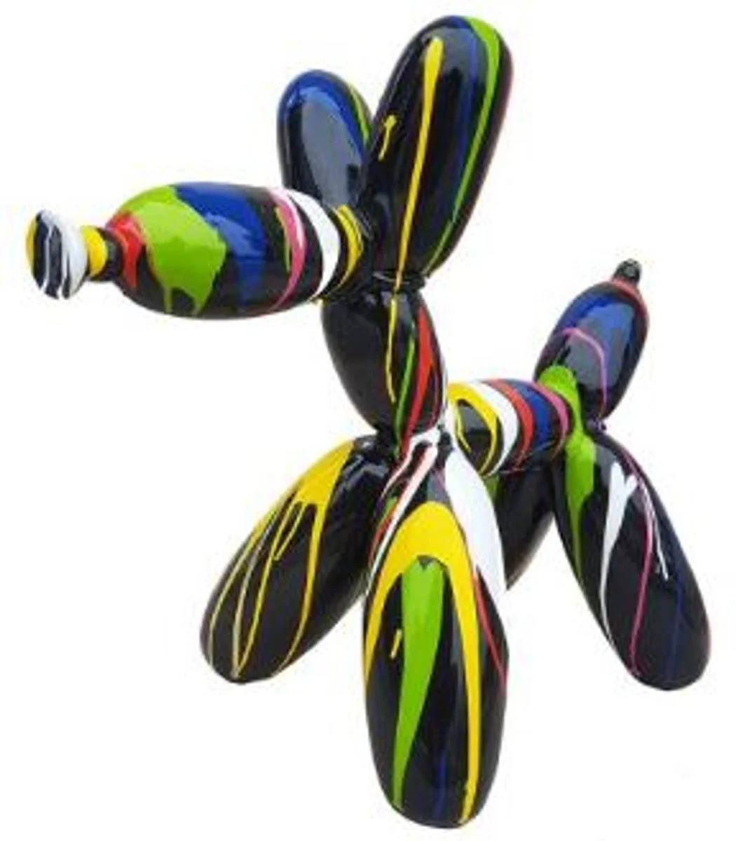Casa Padrino escultura de decoración de diseño globo perro negro / multicolor 62 x A. 57 cm - Figura animal decorativa - Figura decorativa resistente a la intemperie